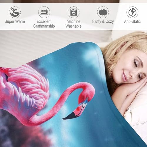 Couverture en flannel haut de gamme impression 3D flamant - 4