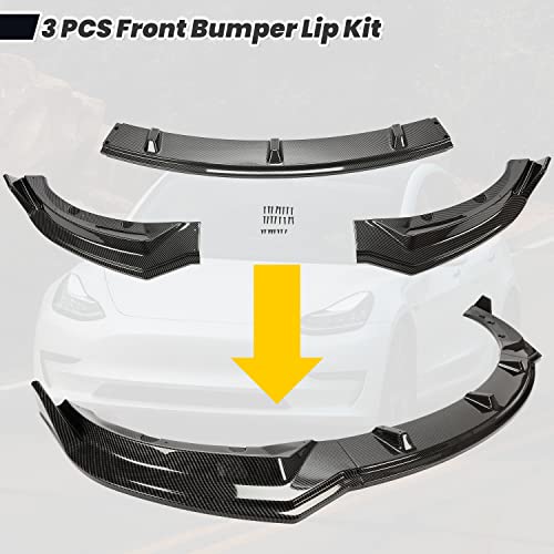image for Kojem Front Bumper Lip Kit Compatible with 2017-2023 Tesla Model 3 Sed
