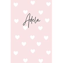 Adela Notebook Pink Adela Notebook, Heart Design Personalized Pink Pattern Lined Journal, Adela Name Diary