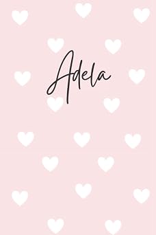 Adela Notebook Pink Adela Notebook, Heart Design Personalized Pink Pattern Lined Journal, Adela Name Diary