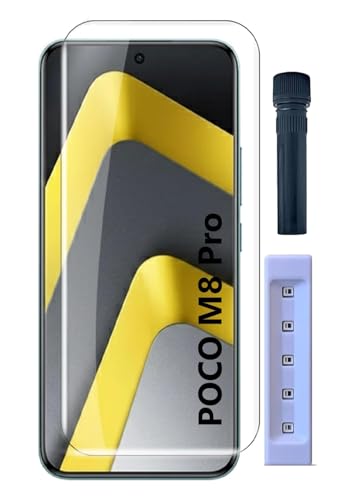 Image of MACLEN Ultra Premium HD Adavnced Glue UV Curved Tempered Glass for Poco M8 Pro 5G | With HD clearity full curved edge protection and Installation Kit