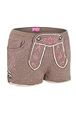 Krüger Madl Damen Damen Stoffshorts in Lederhosenoptik, braun, S