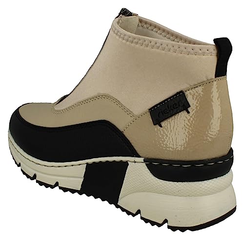 Rieker Ladies Casual Sporty Ankle Boots N6352-60 - Beige Combination Textile - UK Size 6 - EU Size 39 - US Size 8