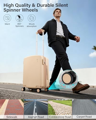Image of Hanke 20 Inch Expandable Carry On Luggage, Hard Shell with Side Hook