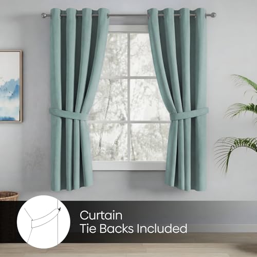 Image of Haus and Kinder Blackout Curtains 5 feet for Window,Pack of 2 Blackout Curtains for Window,100% Room Darkening Curtains Blackout 5 feet Long (Aqua, 114x152 CM)