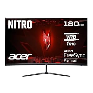 Acer Nitro ED320QR S3 Gaming Monitor 31,5 Zoll (80 cm Bildschirm) Full HD, 180Hz, 1ms(VRB), 2xHDMI 2.0, DP 1.4, Curved, DP/HDMI FreeSync Premium, Schwarz
