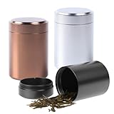 Tarro de almacenamiento de aluminio, 3 recipientes portátiles a prueba de olores, tarros herméticos multiusos a prueba de aire, tarro de almacenamiento de metal compacto para té, café, azúcar