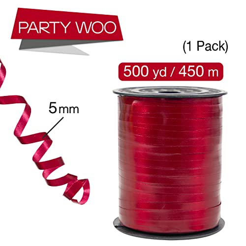 Image of PartyWoo Burgundy Ribbon - 500 Yard Curling Ribbon for Crafts, Balloon String, Gift Wrapping, Florist Flowers, Christmas