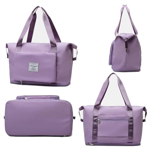 Expandable Travel Duffel Bag with Wet Pocket Shoes Compartment Overnight Weekender Bag Waterproof Gym Workout Handbag for Women and Man2