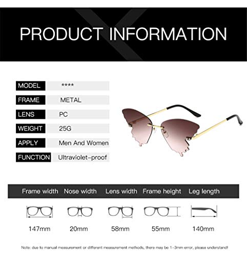Long Keeper 2020 Butterfly Rimless Sunglasses Women Fashion Metal Driving Glasses3