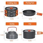 Camping Cookware Mess Kit, Non-Stick Lightweight Pot Pan Kettle Set with Cups Spoon Fork Knife, Compact Camping Cooking Set Portable Outdoor Cook Gear for Backpacking Hiking Picnic - Image 4