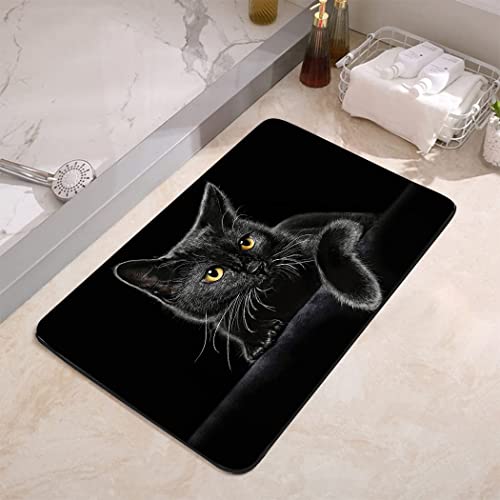 YISUMEI Tapis de salle de bain antidérapant, super absorbant et convient sous la baignoire de douche, 43,2 x 61 cm, chat noir