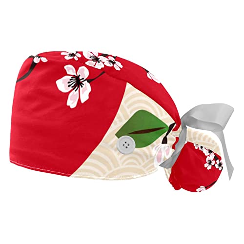 Chapeaux bouffants fleurs de cerisier JDEZ ajustables pour le travail des femmes et hommes