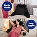 ComfortSpa Reading Pillow for Bed Adult Size, Back Rest Pillow with Arms, Pockets and Washable Cover; Use as Bed Pillows for Sitting Up in Bed for Bedrest or Relief from GERD Heartburn (Large Black)