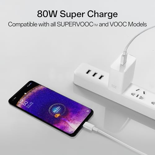 Image of OPPO Original (6 Months Offical Warranty) SUPERVOOC 80W Single Port USB Fast Charger, BIS Certified, Wall Charger Adapter, Universal Compatibility (Cable Not Included, White)
