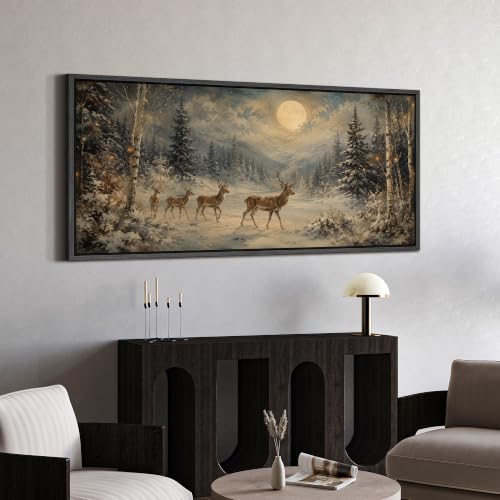 Image of MUDECOR Extra Large Framed Canvas Print Wall Art Deer Art for Living Room
