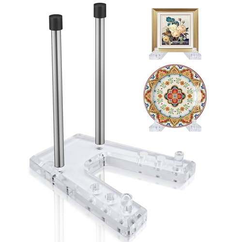 2 pack Acrylic plate holders for displaying, Adjustable dish display stand suitable for Display...