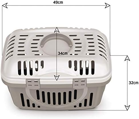 Grey & Cream Lid Pet Dog Puppy Cat Carriers Basket Bag Cage Portable Travel Kennel Training Box