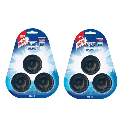 Image of Harpic 150 gm - Marine, Flushmatic In-Cistern Toilet Cleaner Blocks | Toilet Flush Cleaner Balls (Pack of 2)