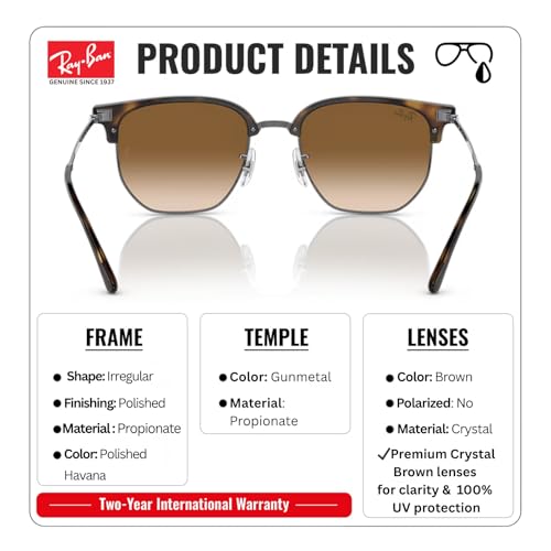 Image of Ray-Ban RB4416 NEW CLUBMASTER Square-Round Shaped Sunglasses for Men & Women with Official RAYBAN Eyewear Kit