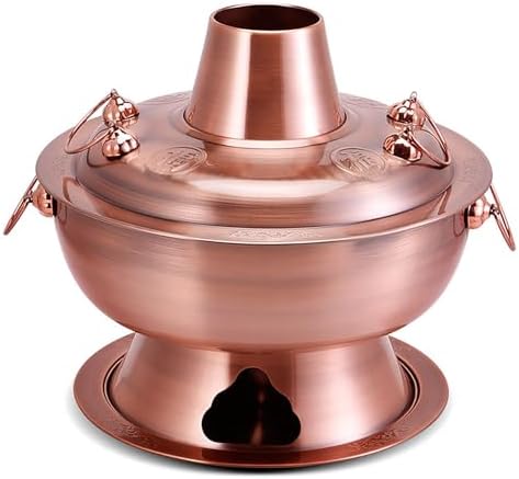 Authentic Chinese Copper Shabu Pot - Traditional Old Beijing Hot Pot, Heated Steam Cooker, Unique Kitchen Cookware Gift for Family & Friends