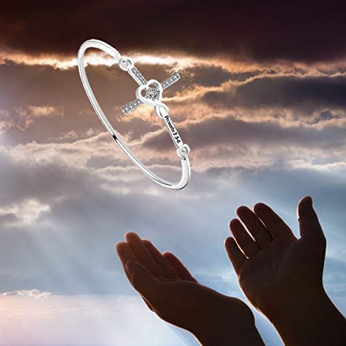 FEELMEM Christian Bracelet Faith Bracelet Proverbs 3:5-6 Trust in the With All Your Heart Bible Verse Cross Bangle Bracelet Religious Gift Christening Gift (proverbs3:5-6) - Image 7