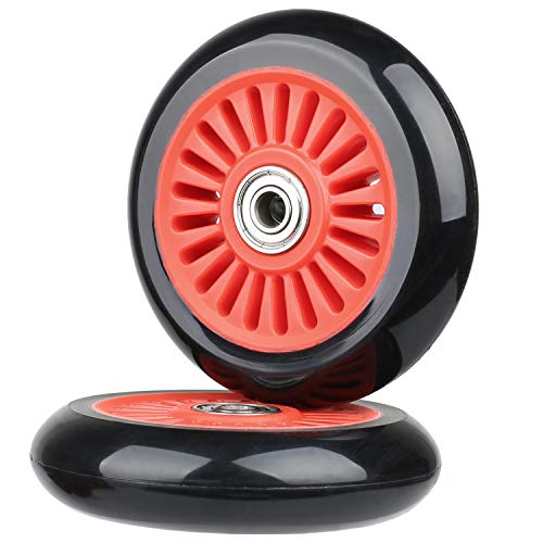 100Mm Scooter Wheels - Pro Stunt Scooter Wheels For Razor/Fuzion/Albott/Vokul And Most Freestyle Scooters With 100Mm Wheels - 2Pcs Replacement Pvc Wheels(Red) #TOP2