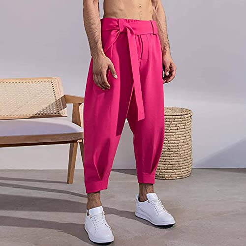 WABEOR Parachute Pants for Men Loose Fit Lace Up Casual Harem Capri Pants Fashion Designer Tapered Pants Streetwear Pcokets3