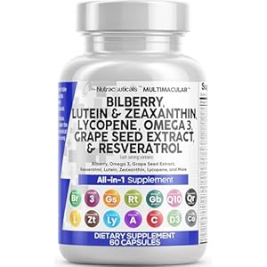 Clean Nutra Eye Vitamins with Bilberry Lutein and Zeaxanthin Supplements Lycopene 40mg Resveratrol Grape Seed Astaxanthin for Eyes – Eye Care Health Support Eye Vitamin and Mineral Supplement
