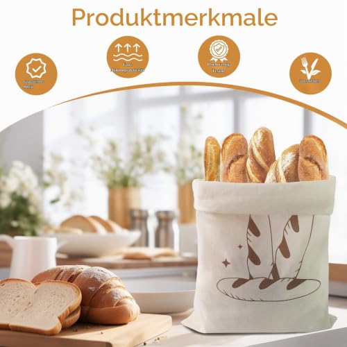 Foto von 4Stück Brotbeutel Leinen Brottüten Wiederverwendbar Leinenbeutel für Brot