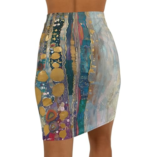 Klimt Abstract Pencil Skirt, Stylish Women's Skirt, Mid-Waist Skirt for Parties, Art-Inspired Fashion2