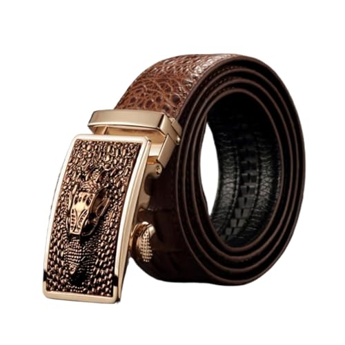 Mens Belts,Classic Automatic Alloy Buckle Belt Men Realistic Crocodile Pattern For Dress Casual