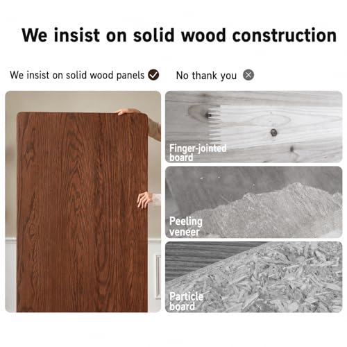 Image of Solid Oak End Table Wood Coffee Table, Modern Simple Style, Double-Layer, Rectangular, Natural Oak, Storage, for Small Spaces (Walnut,47.2 inch x 22.0 inch x 16.5 inch)