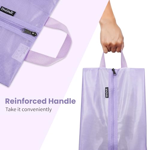 Bagail Shoe Bags for Travel,2 Set Shoe Bag for Storage in Closet,Transparent Shoe Packing Organizers with YKK Zipper (L 17"x10"x5", Lavender 2pcs)4