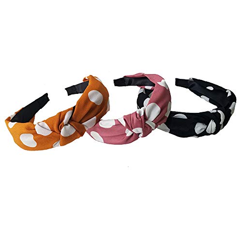 JniGonos Headbands with Dots Classic Hairband Set of Three Lightweight Hair Hoop for Girls and Women