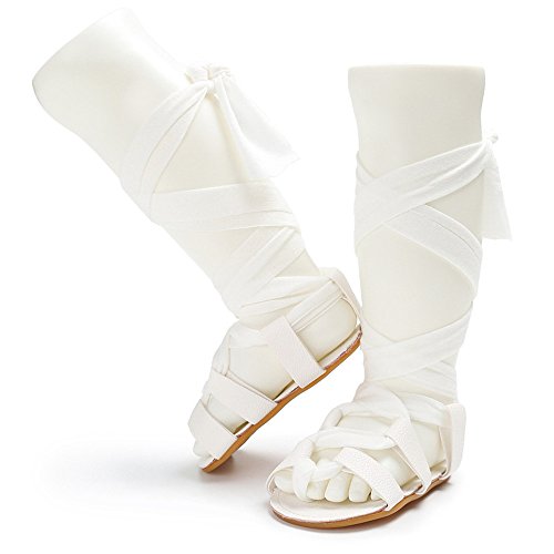 Hsdsbebe Baby Girls Gladiator Sandals Pu Leather Rubber Sole Toddler First Walkers Roman Lace Up Beach Sandal Shoes(Sxyrm White,2) #TOP2
