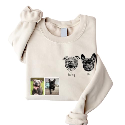 Personalized Dog Photo Sweatshirt, Custom Sweatshirt from Pet Photo, Cat Mom Mama Sweatshirt, Dog Mom Lovers Gifts for Women, Pet Memorial, Gifts for Mothers Day Christmas