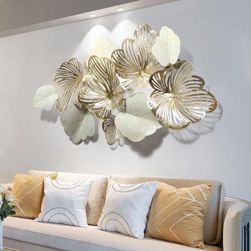 Decorazione da parete in metallo 3D, design moderno di lusso a forma di foglia, decorazione da appendere per soggiorno, camera da letto, cucina, decorazione per la casa ispirata alla natura