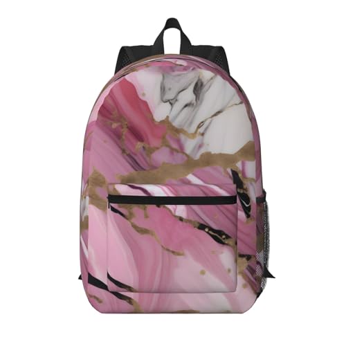 Sac à dos voyage marbre rouge et blanc multi-poches 43 cm