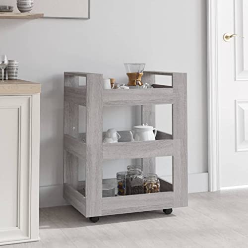 Genérico Carrito de Cocina Madera contrachapada Gris Sonoma 60x45x80 cm,Mobiliario,Carros e Islas,Carros de Cocina y comedor-816822