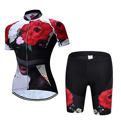 Damen-Radtrikot-Set mit Trägerhose, Sommer-Rennrad-Bekleidung, XL