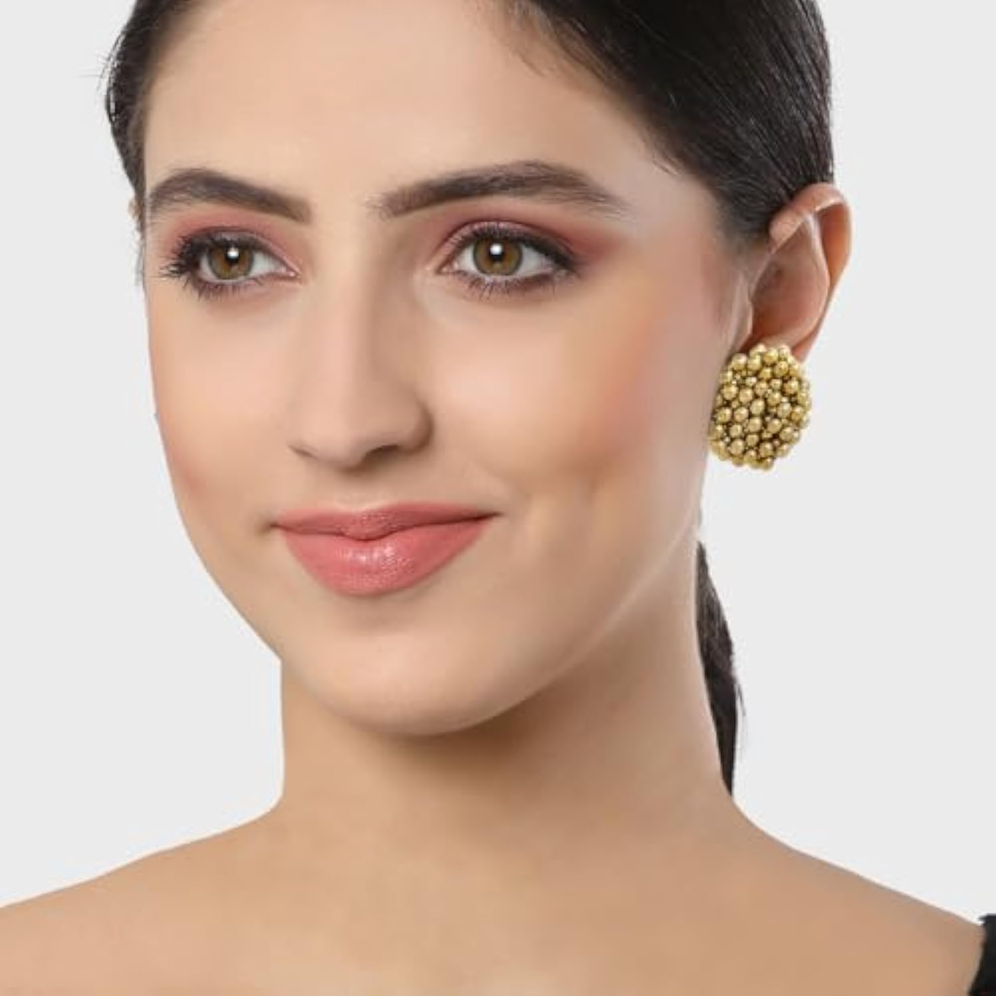 Women's Contemporary Stud Earrings with Enamel Balls