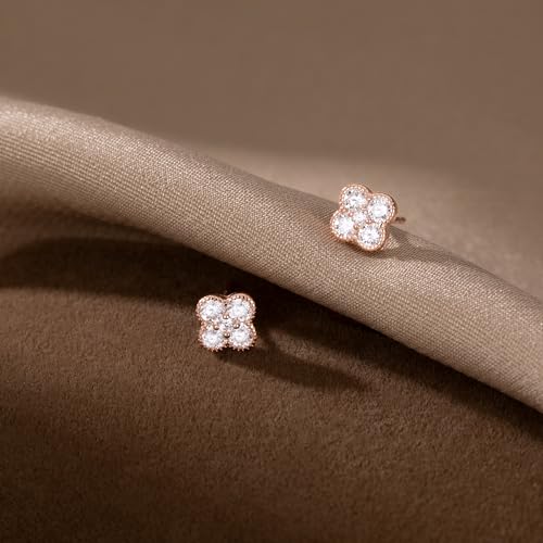 Pendientes de trébol pequeños plata de ley 925 mujer joyería minimalista 5