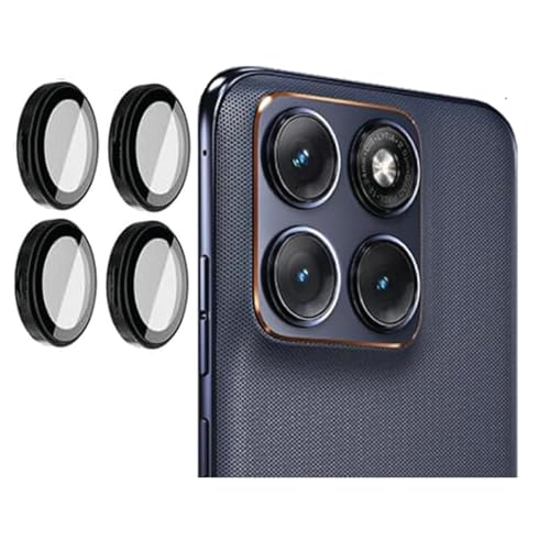 Image of FabeKee Tempered Glass Camera Lens Protector For Motorola Edge 70 Fusion 9H Hardness, Full Coverage Anti Scratch Camera Metal Ring Black