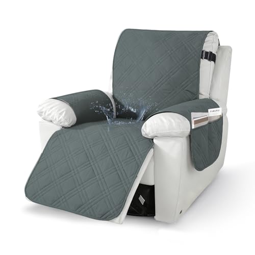 CAIEJSAEN Sesselschoner für Fernsehsessel, Sessel Überzug, Fernsehsessel Bezug, Wasserabweisendes, Kratzfestes und Rutschfestes Sesselbezug Relaxsessel, mit Aufbewahrungstasche(Dunkelgrau)