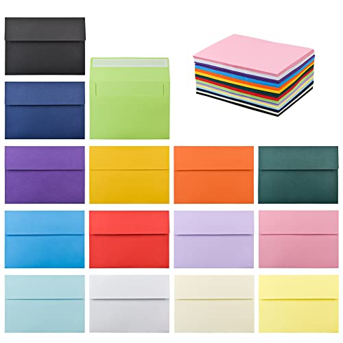 VANRA 150 Pack Colorful Envelopes for Invitations A7 Envelopes Bulk for 5x7 Greeting Cards, Wedding Invitations, Photos (15 Assorted Colors)