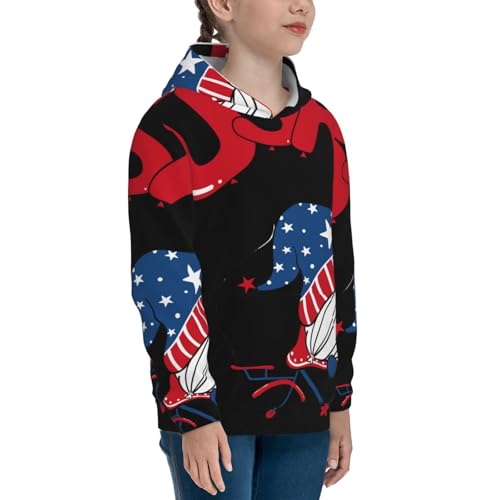 Gnome 4th of July Kids Pullover Hoodies Boys Sweatshirts Girls Athletic Clothes with Pocket3