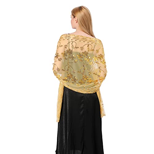 Women's Floral Lace Shawl - Soft Mesh Wedding Party Scarf with Tassels, Lightweight Bridal Cover Up for Evening