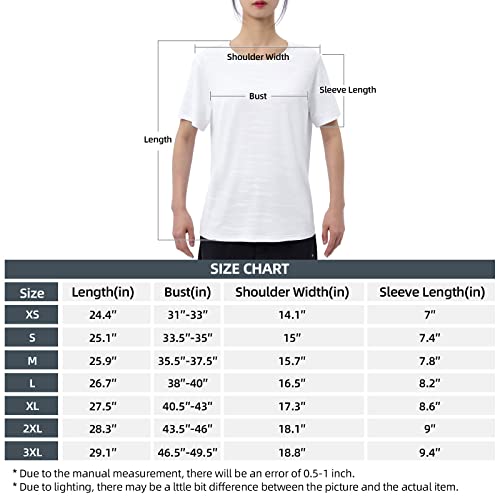 Meloo Women's Short Sleeve Running Shirts - Lightweight Quick Dry Athletic Shirts - Workout Training Sports Crewneck Tops White Size L #TOP5