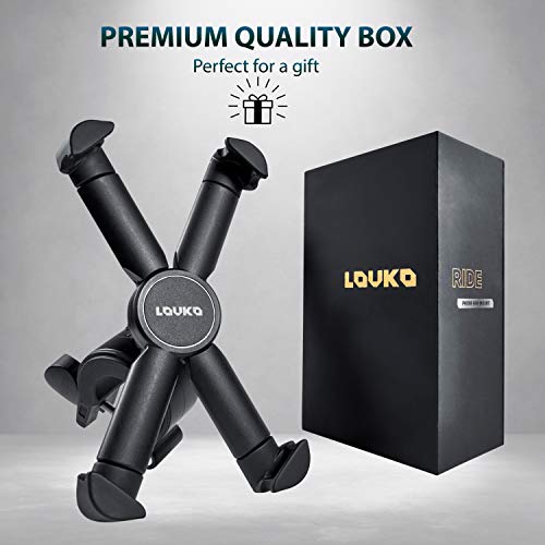 LOVKO Motorcycle, Bicycle, & Scooter Phone Mount - Reliable Handlebar Phone Holder for Any Smartphone (iPhone 14, Galaxy S22) - Makes Your Bike Rides Safer